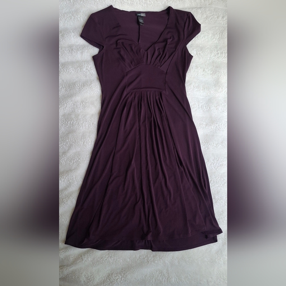 Bisou Bisou Deep Plum Maxi Dress with Pleated Bodice